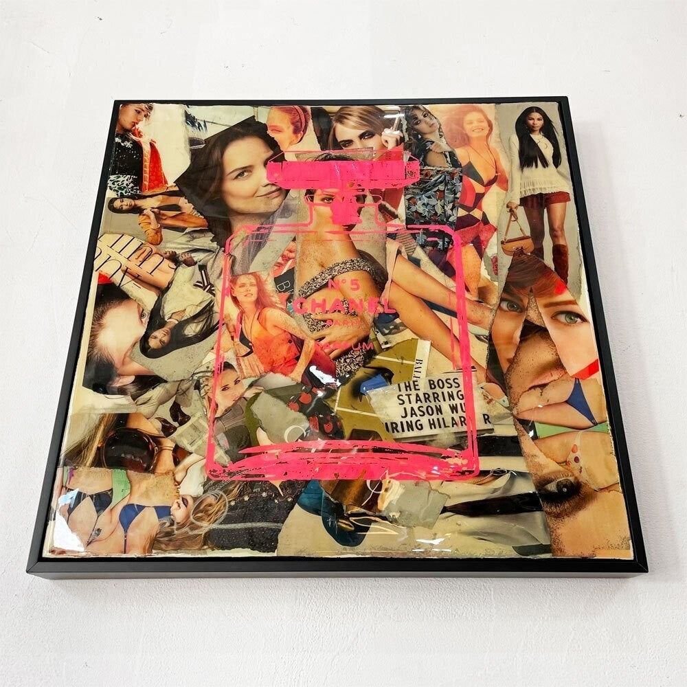 Shane Bowden Chanel Pink N5 Signed Unique Painting Mixed Media Graffiti Art