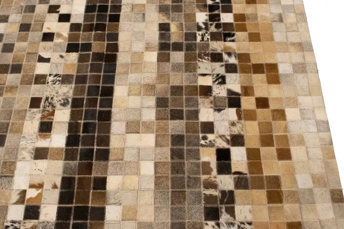 8X10 Ft Contemporary Multicolored Cowhide Leather