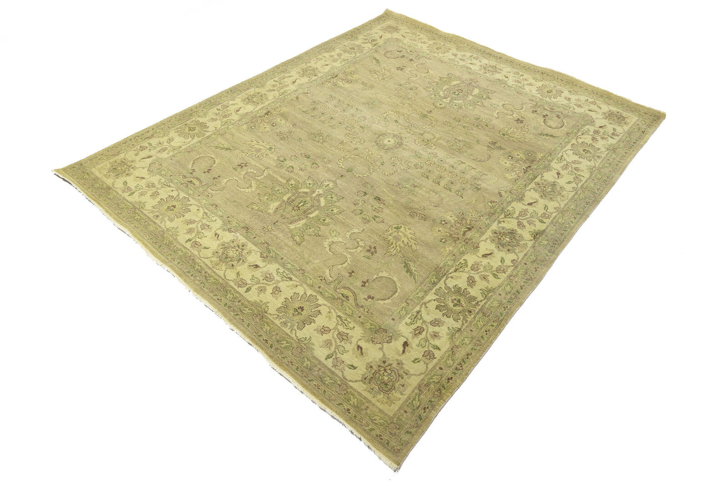 Hand-Knotted Wool Oriental Rug Large Distressed