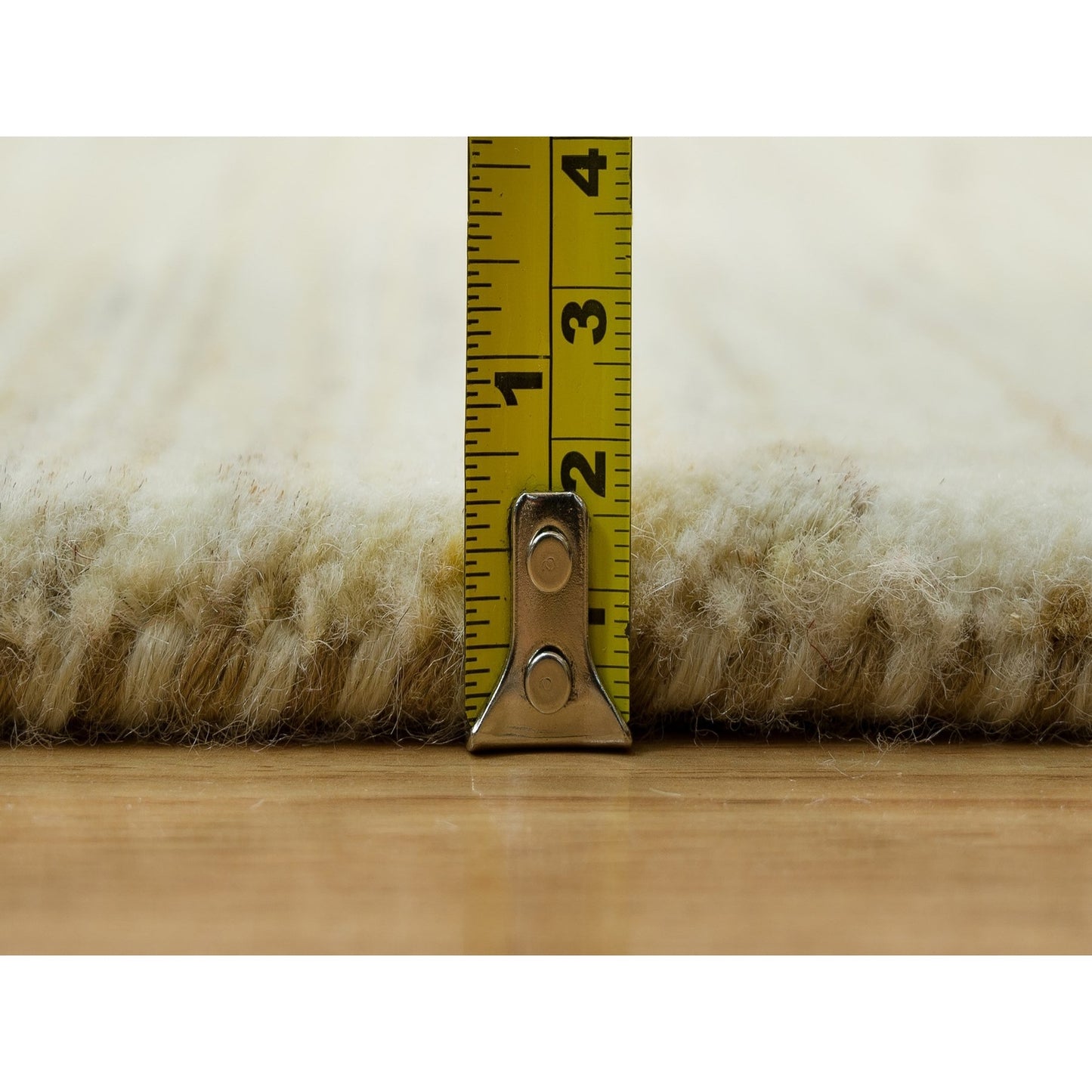 Rug 6'x9' White Wool Hand Knotted Lori Buft Thick and Plush Plain Design