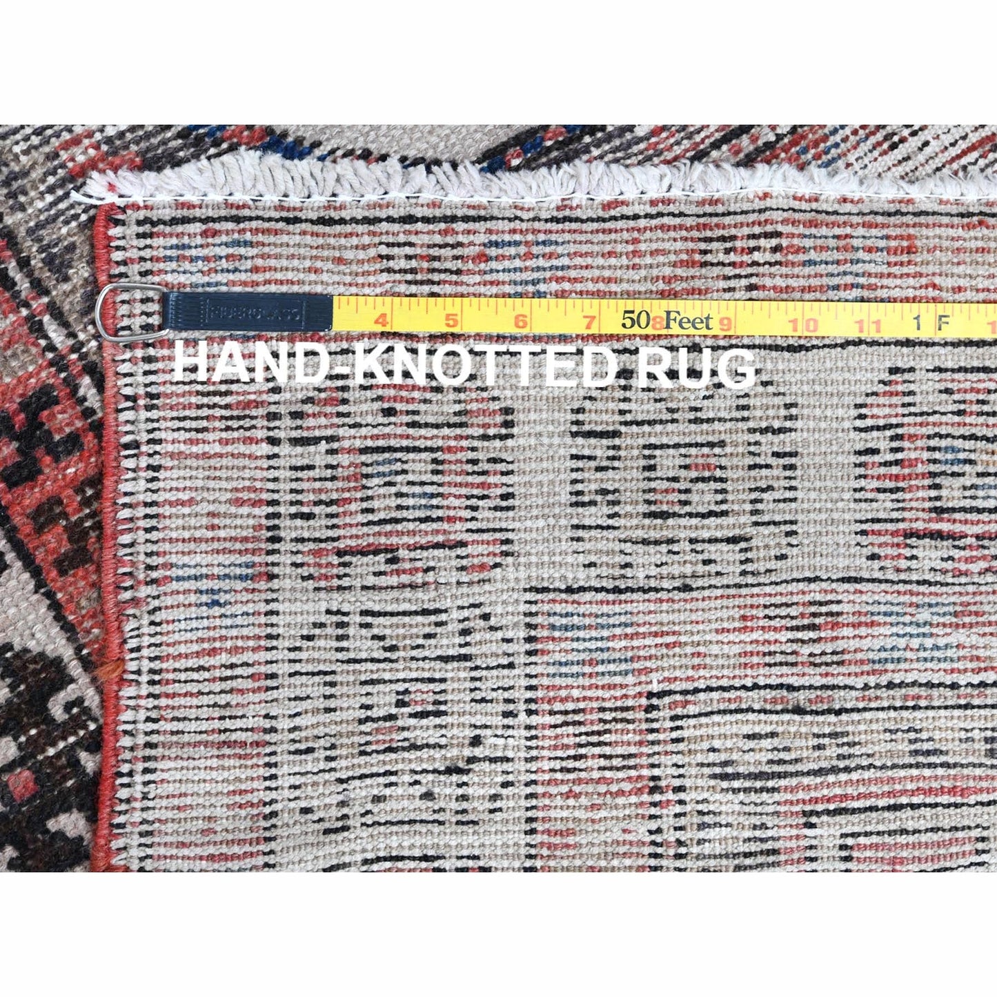 3'2"X9'5" Red Farsian Qashqairaz Distressed Wool Hand Knotted Runner Rug