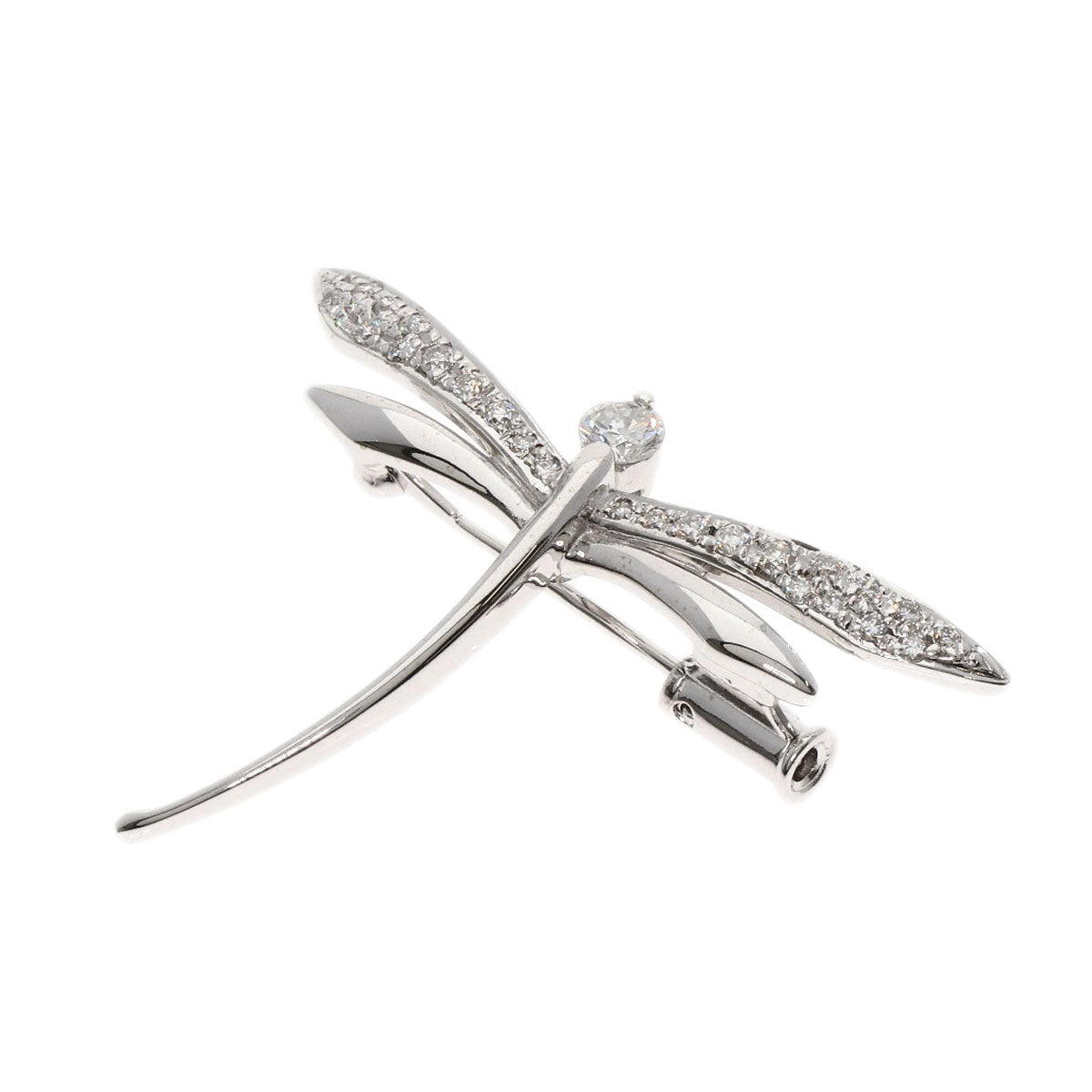 0.3Ct Diamond Dragonfly Motif Brooch K18 White