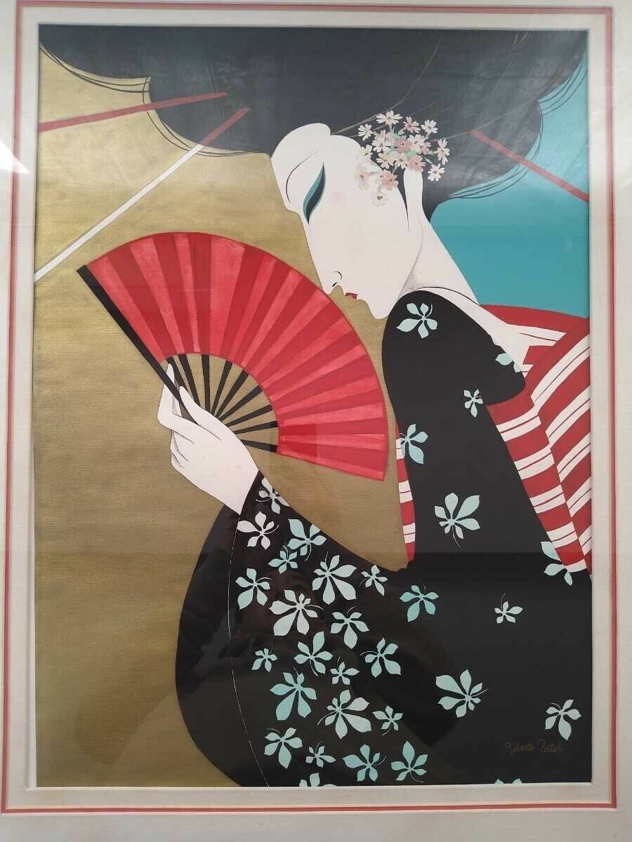 Roberto Tortoli Art Deco Original Acrylic Gouache