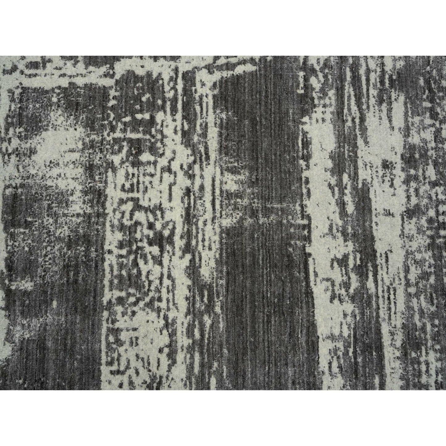 12'X18'1" Black Modern Design Wool And Silk Hand Loomed Oversized Rug