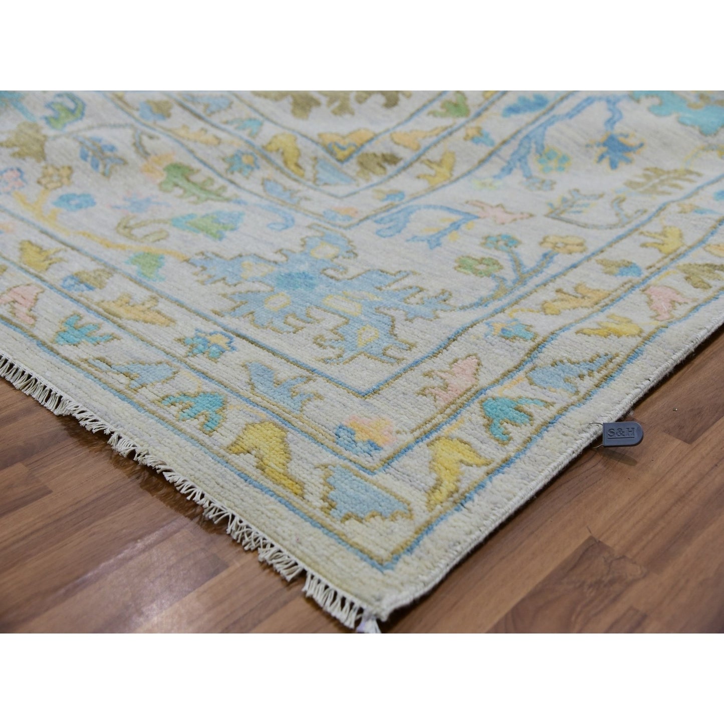 12'4"X14'10" White 100% Wool Oushak Weave Hand Knotted Oversized Rug