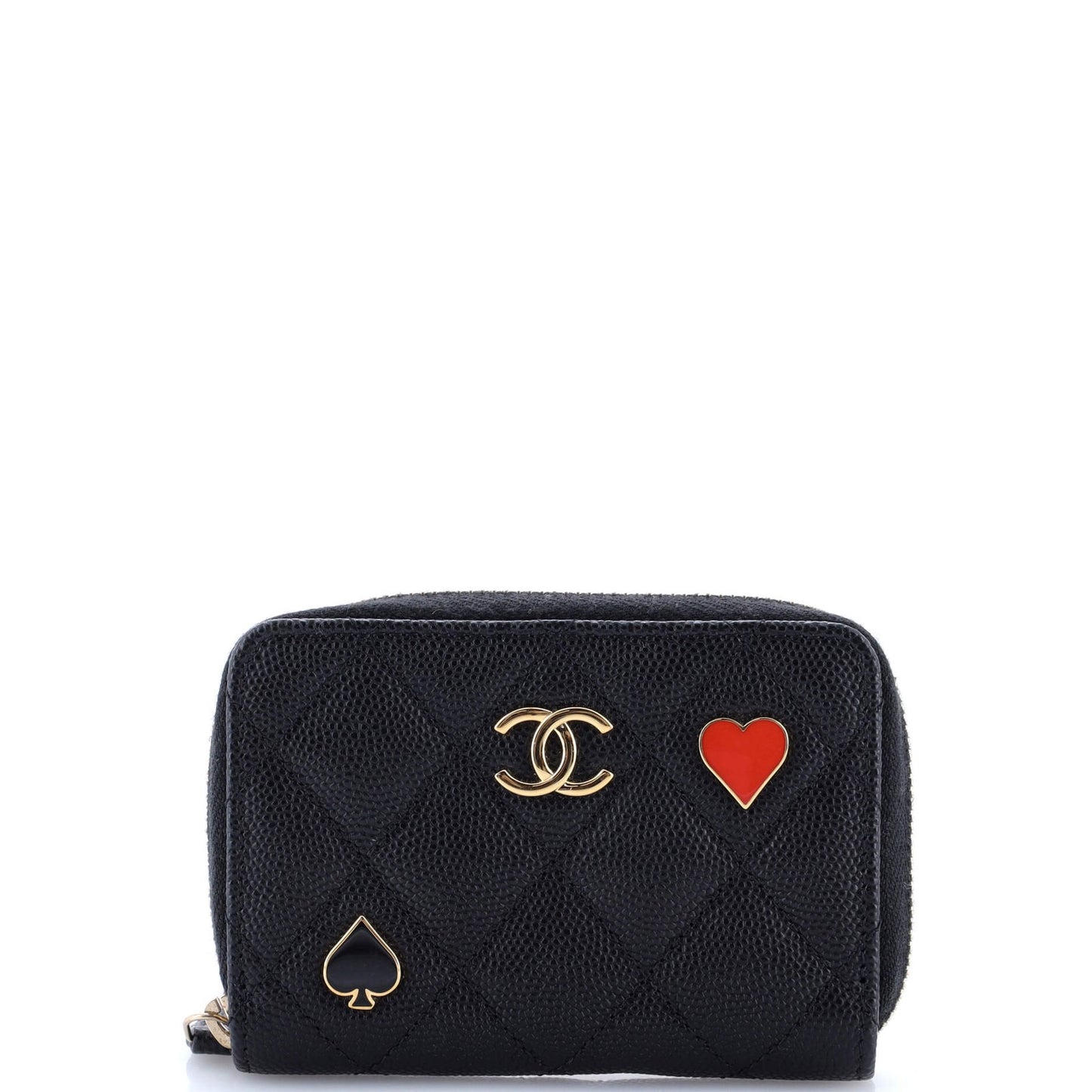 Chanel Coco Casino Zip Coin Purse Quilted Caviar