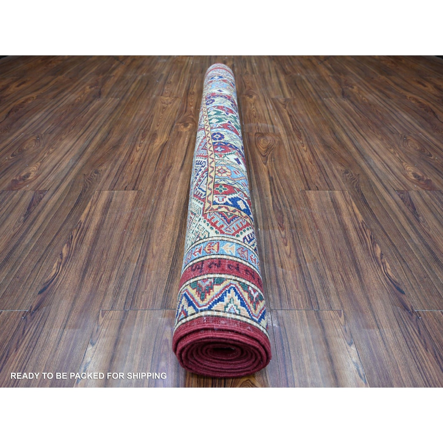 5'4"X7'7" Vermilion Red Hand Knotted Afghan Super Kazak Shawl Wool Rug