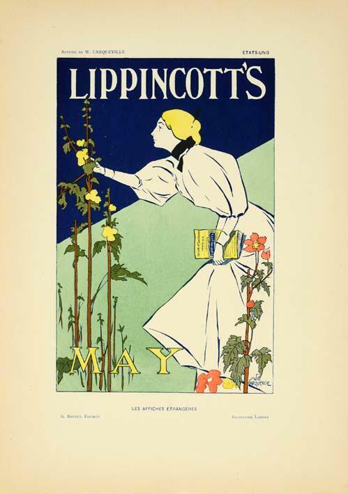 Original Vintage Poster Lippincott'S By Carqueville For Affiches Etrangeres 1897