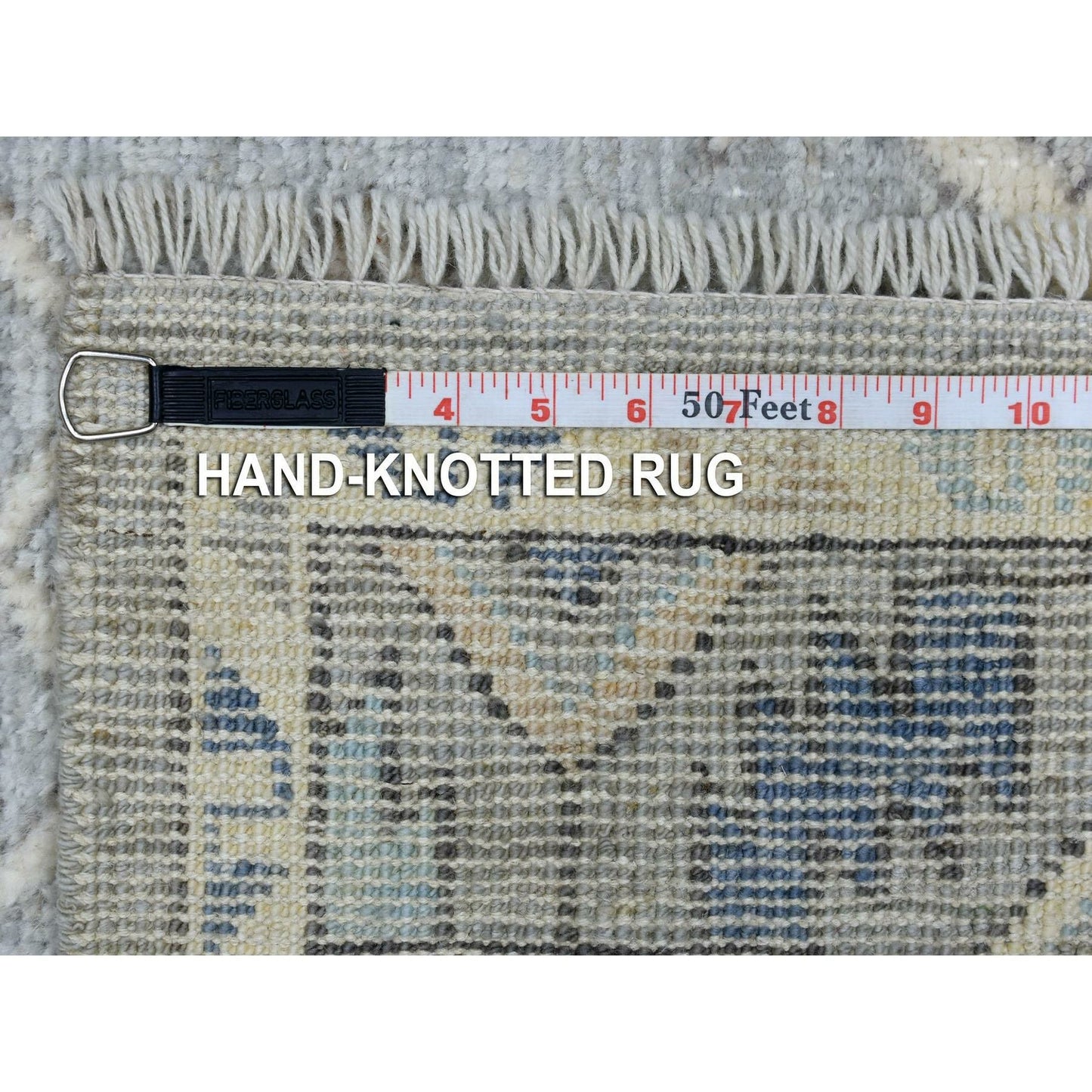 4'1"X9'9" Wool Hand Knotted Gray Anatolian Inspired Wide Runner Rug