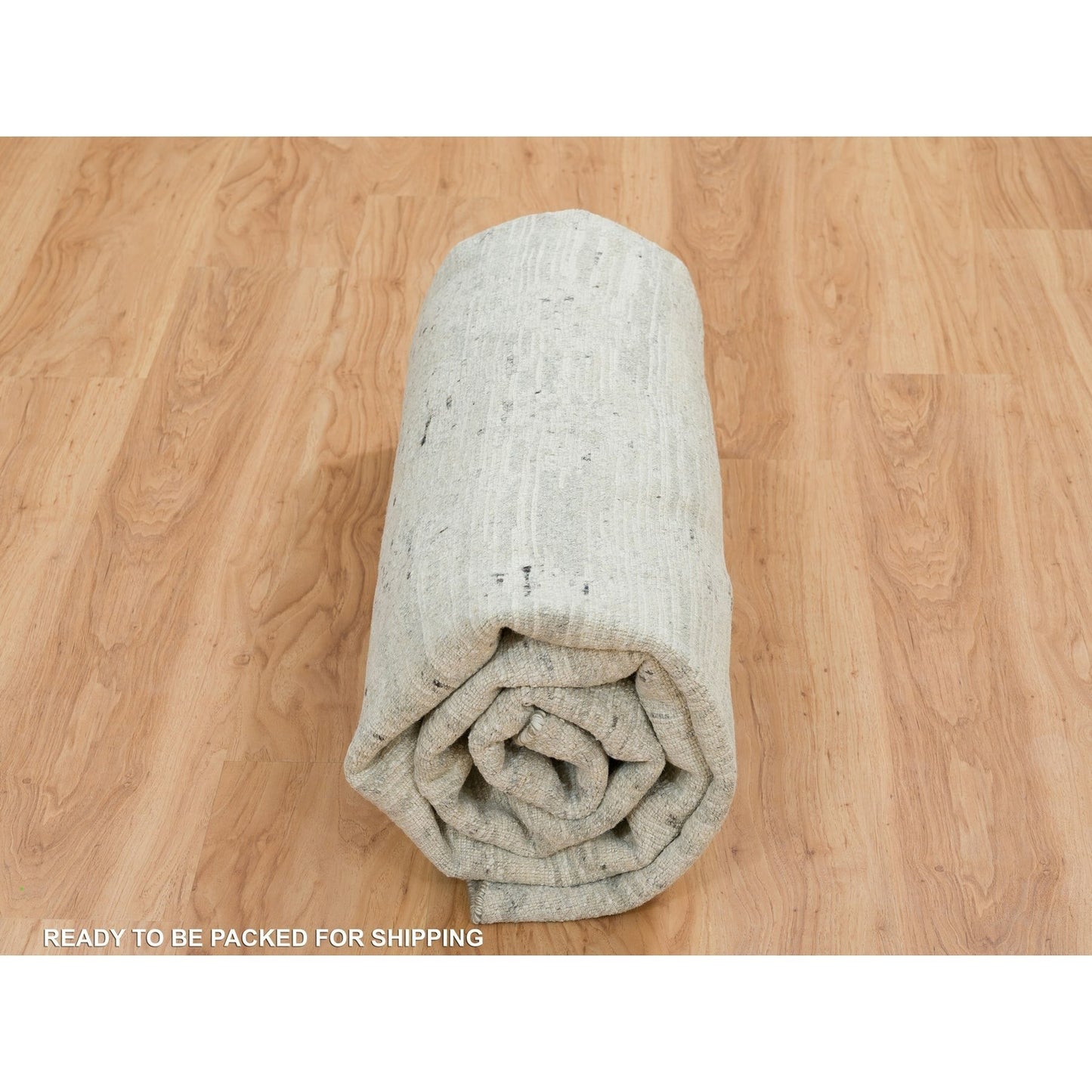 8'X8' Ivory Modern Design Undyed Natural Wool Hand Knotted Round Rug
