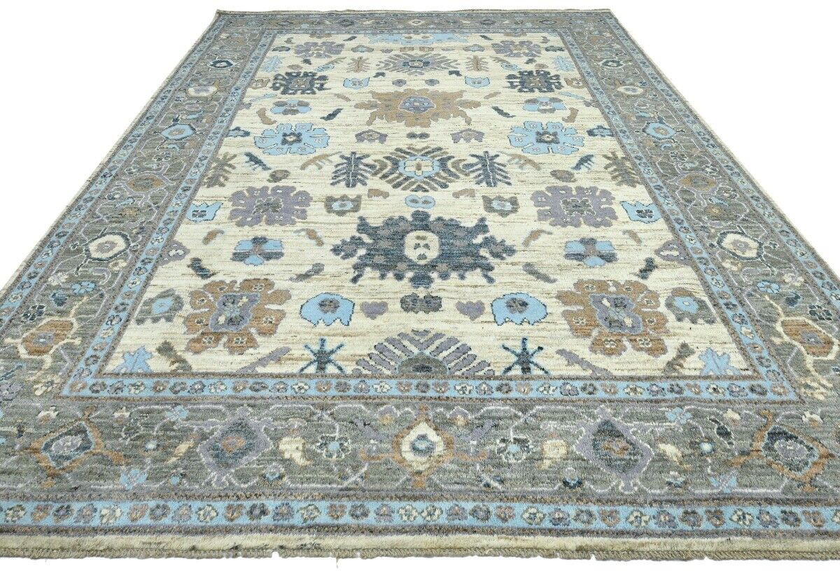Vintage-Style Peshawar Oushak Oriental Rug Floral