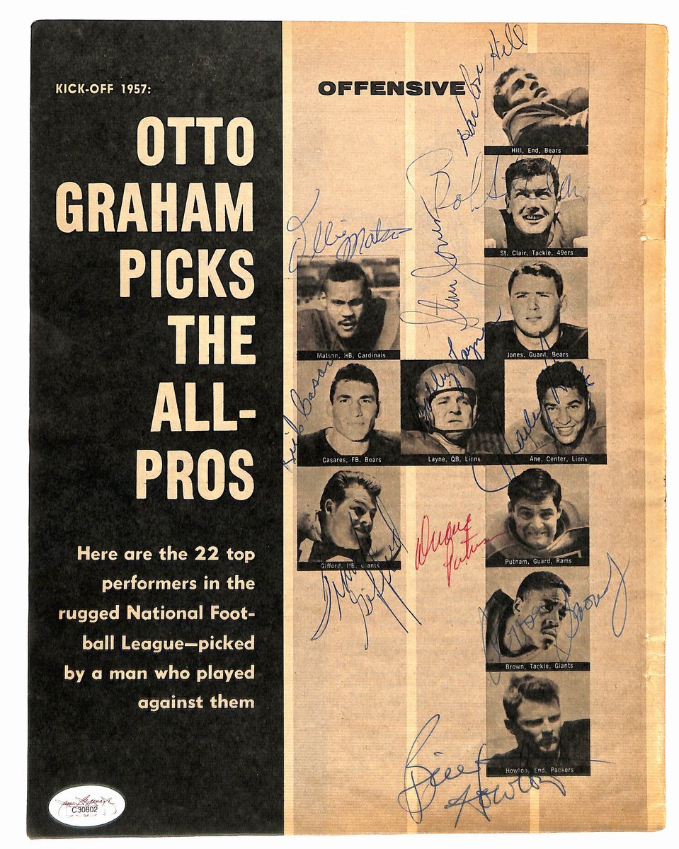 Vintage 1957 Nfl All-Pros Signed (11) 8.5X11