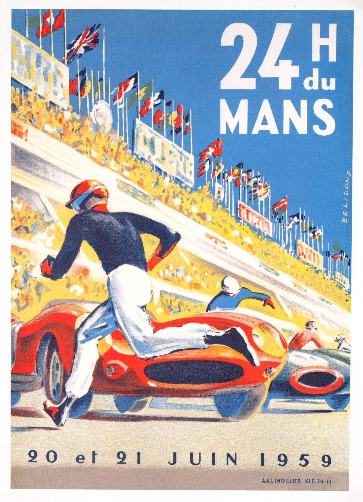 24 Hours Of Lemans 1959 24 Heures Du Mans Michel Beligond Vintage Race Poster
