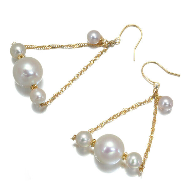 Akoya Pearl 4.2-8.8mm Hook Dangle Earrings 18K
