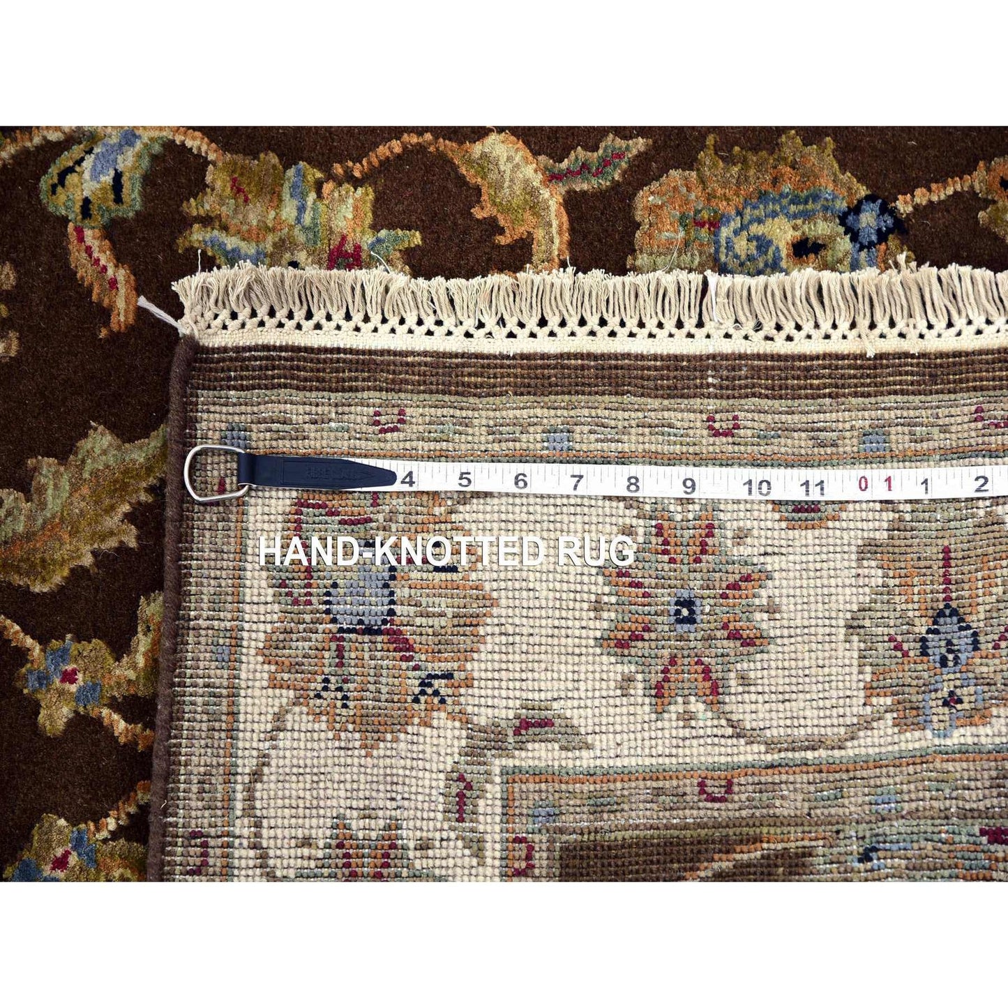 3'X5'1" Breen Brown Rajasthan Hand Knotted Wool And Silk Oriental Rug