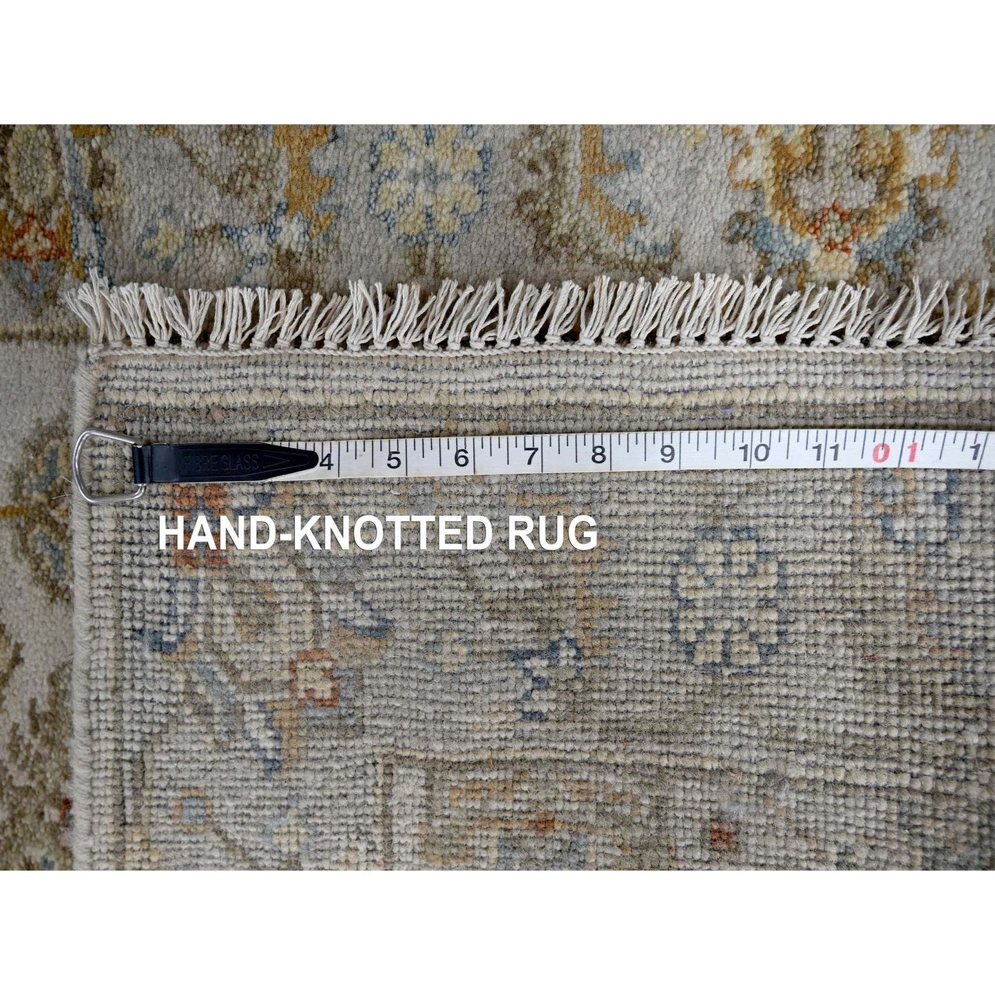 2'9"X17'10" Ivory Shiny Wool Hand Knotted Karajeh Design Xl Runner Rug