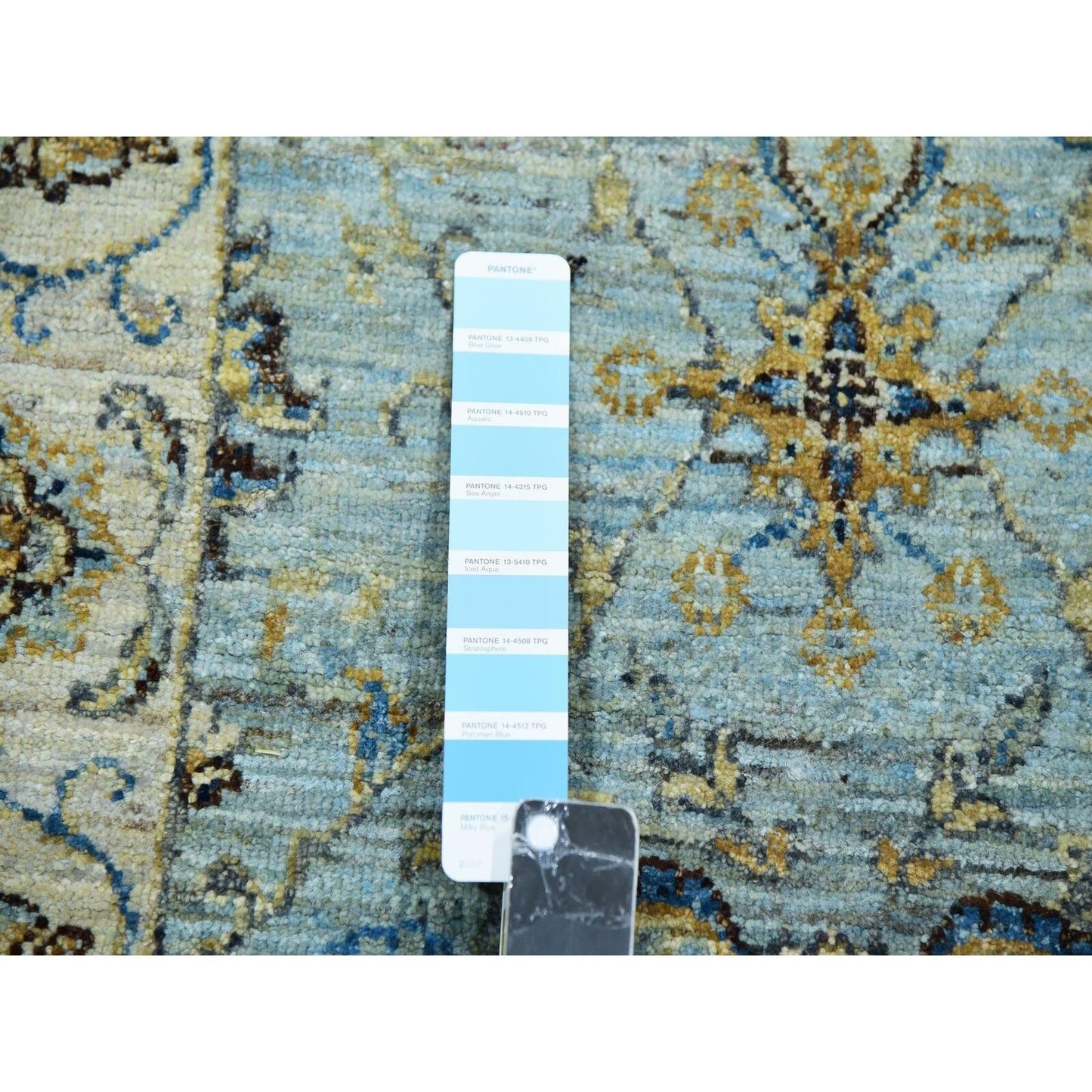 2'6"X12' Periwinkle Blue Wool Shah Abbas Hand Knotted Floral Runner Rug