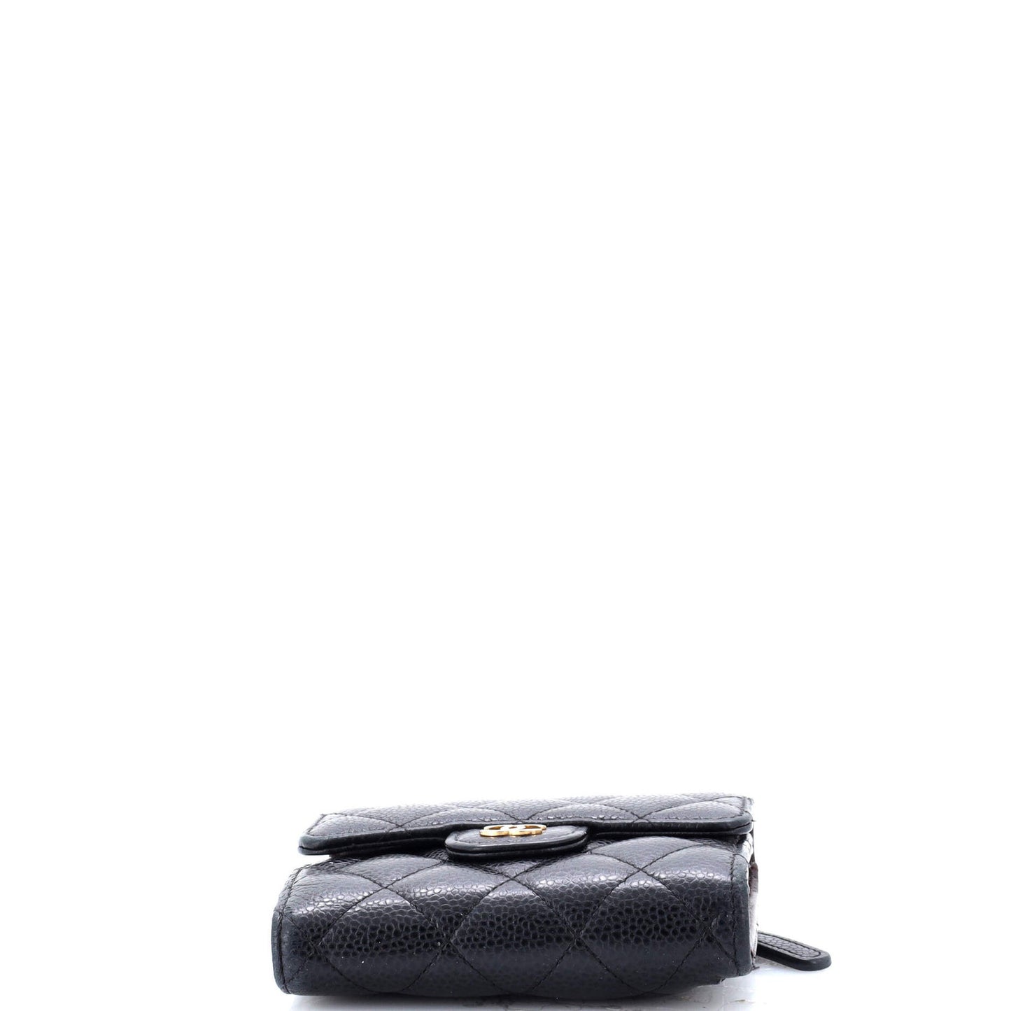Chanel Cc Compact Classic Flap Wallet Quilted Caviar