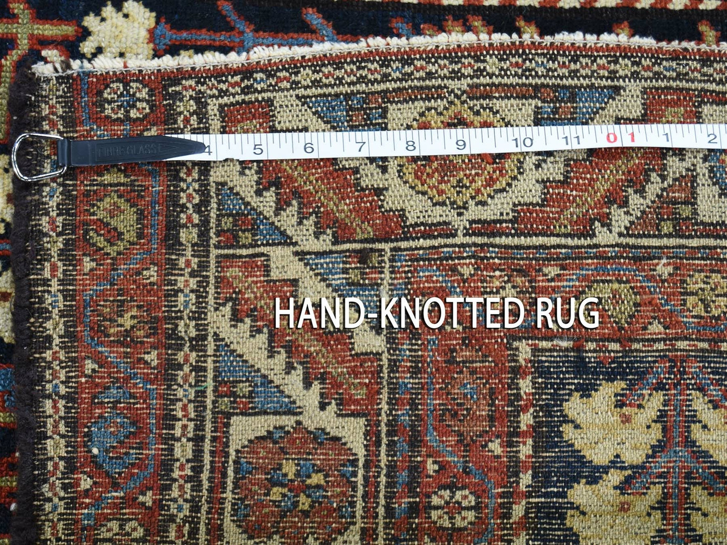 4'4"X5'9" Navy Antique Farsian Heris With Tree Design Hand-Knotted Rug