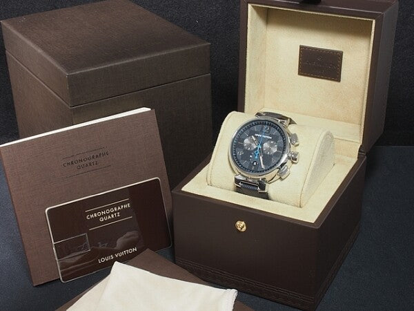 Louis Vuitton Tambour Chronograph Damier Graphite Qa094 Watch Men
