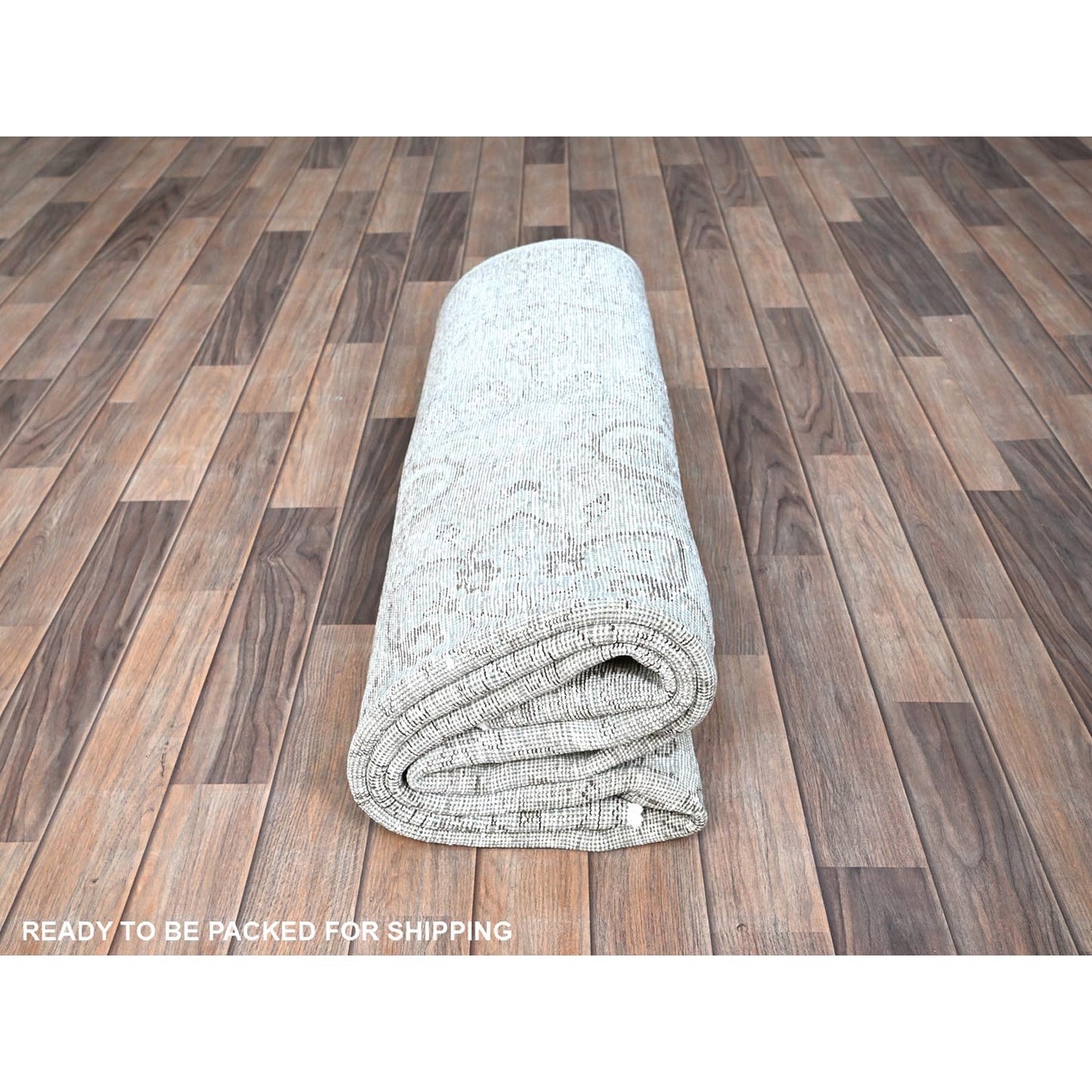 6'X8'9" Blue 100% Wool Clean Cropped Thin Hand Knotted Vintage Tebraz Rug