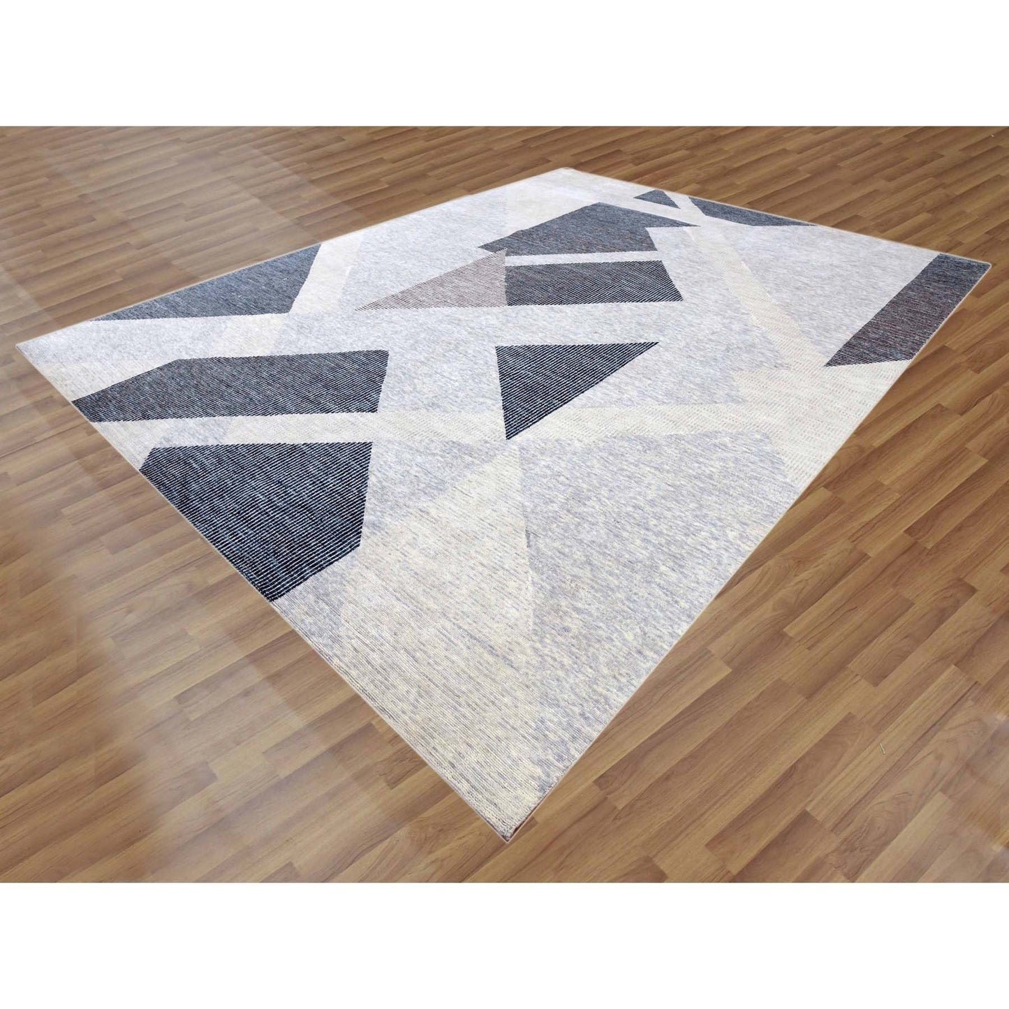 11'10"X15'2" Gray Art Deco Collection Wool Hand Knotted Oversized Rug