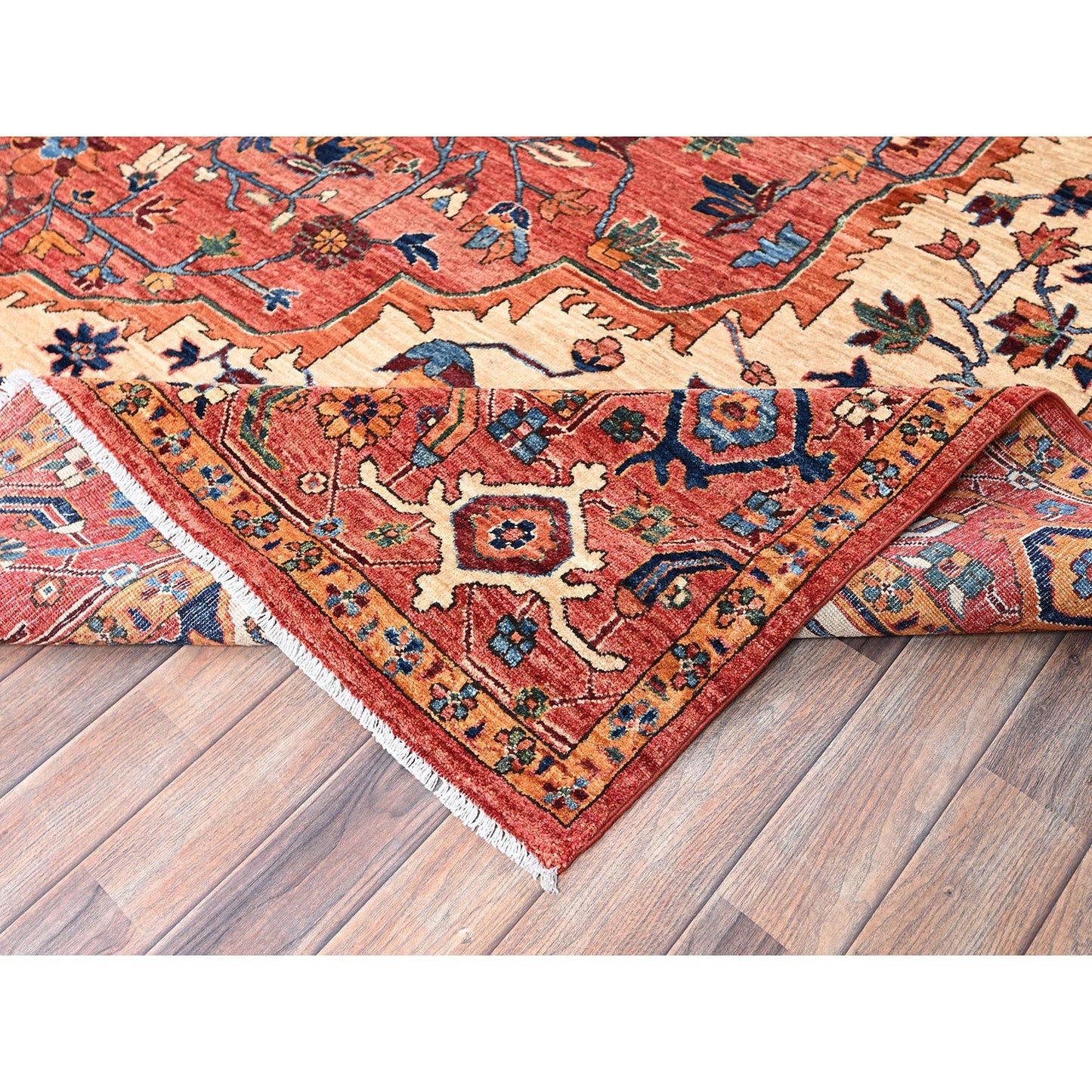 10'2"X13'8" Red Seeripe Heris Aryana Collection Soft Wool Hand Knotted Rug