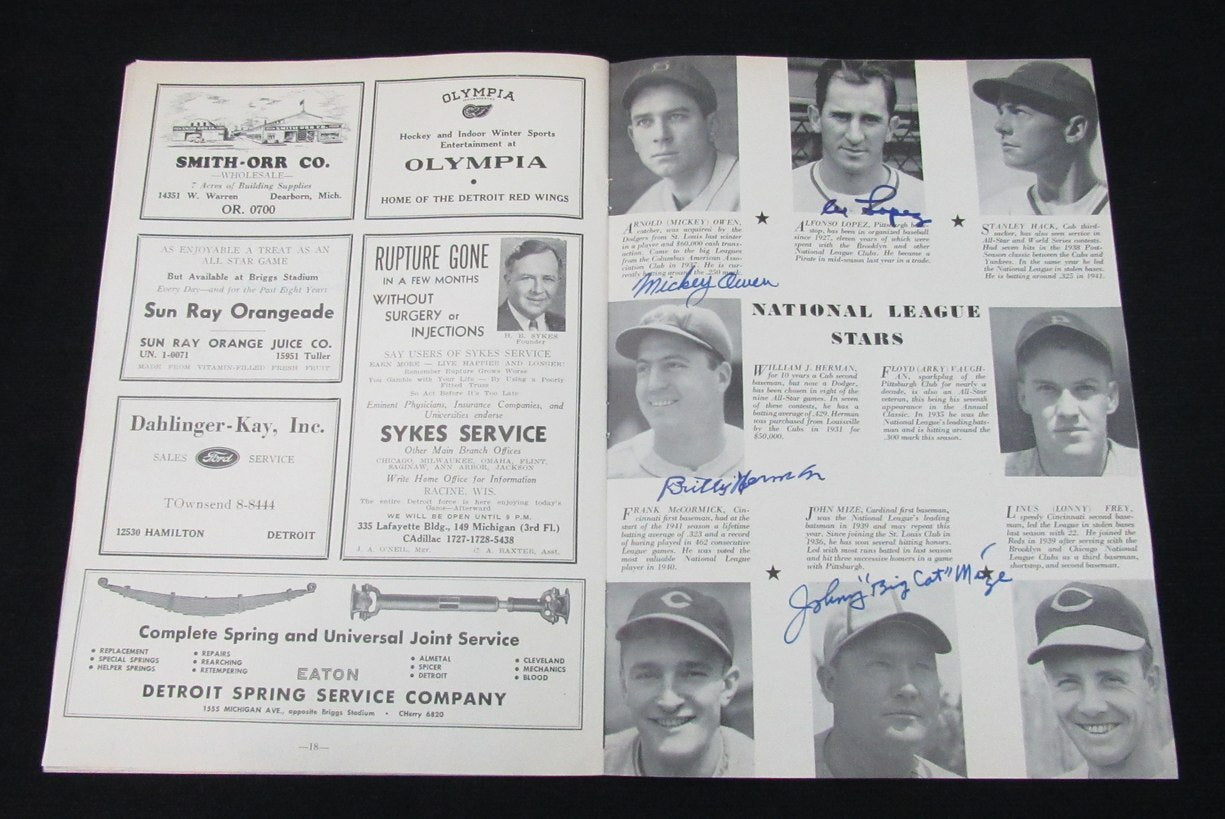 1941 All Star Signed/Auto (20) Program 10 Hofers