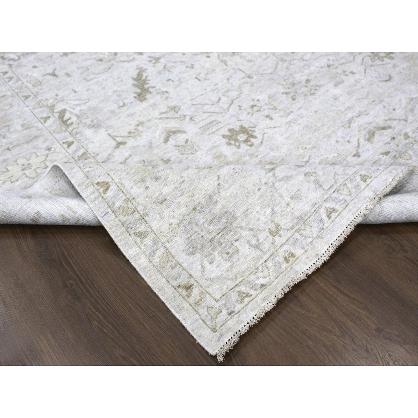9'X12' Gray Vintage Tebraz All Over Design Hand Knotted Oxidized Wool Rug