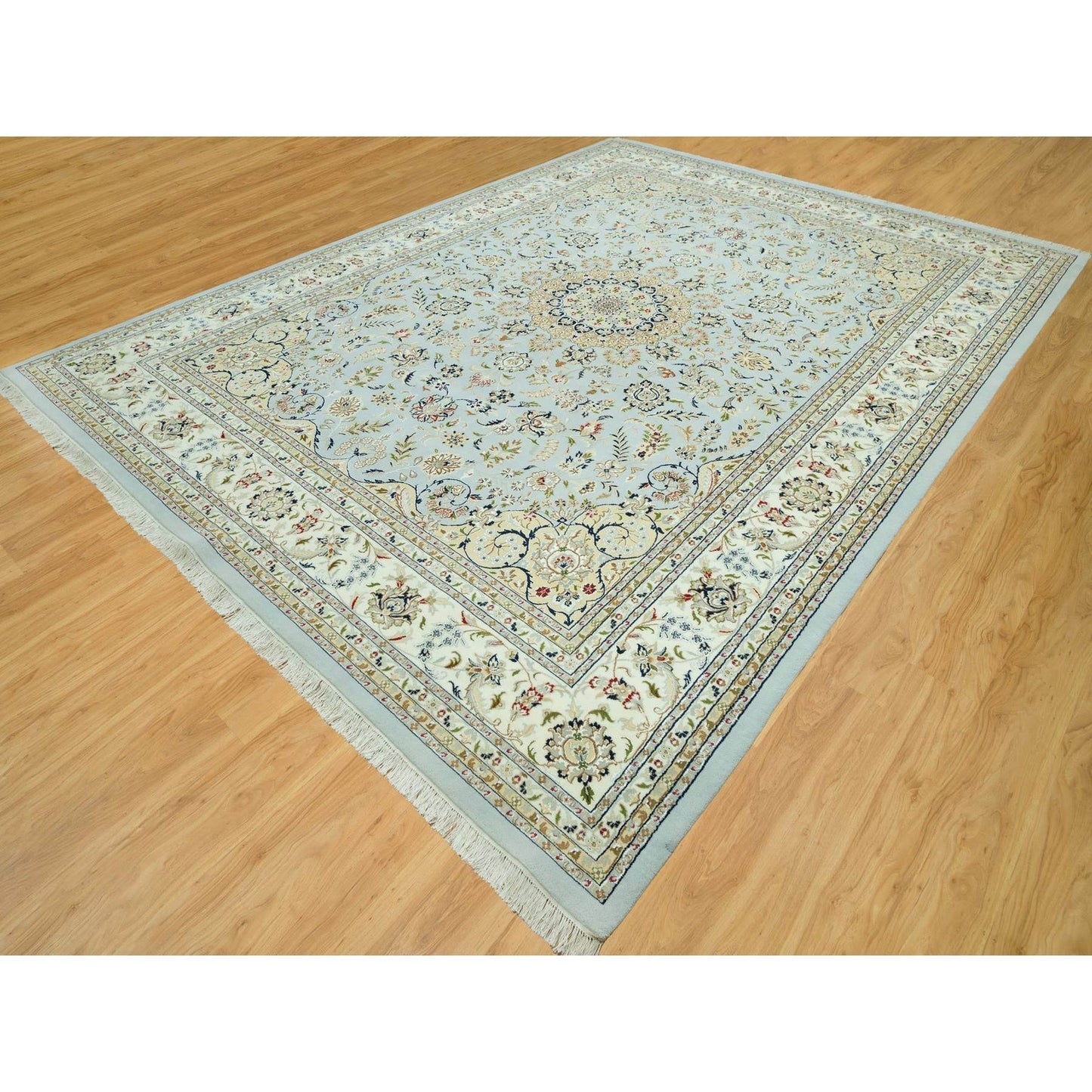 11'6"X15'6" Oslo Blue Nain Design Velvety Wool Hand Knotted Oversized Rug