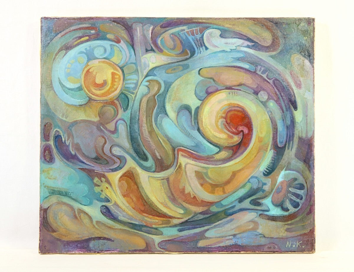 Nino Karumidze 2001 Original Oil Painting "The Boat" F10 Georgian Female Artist