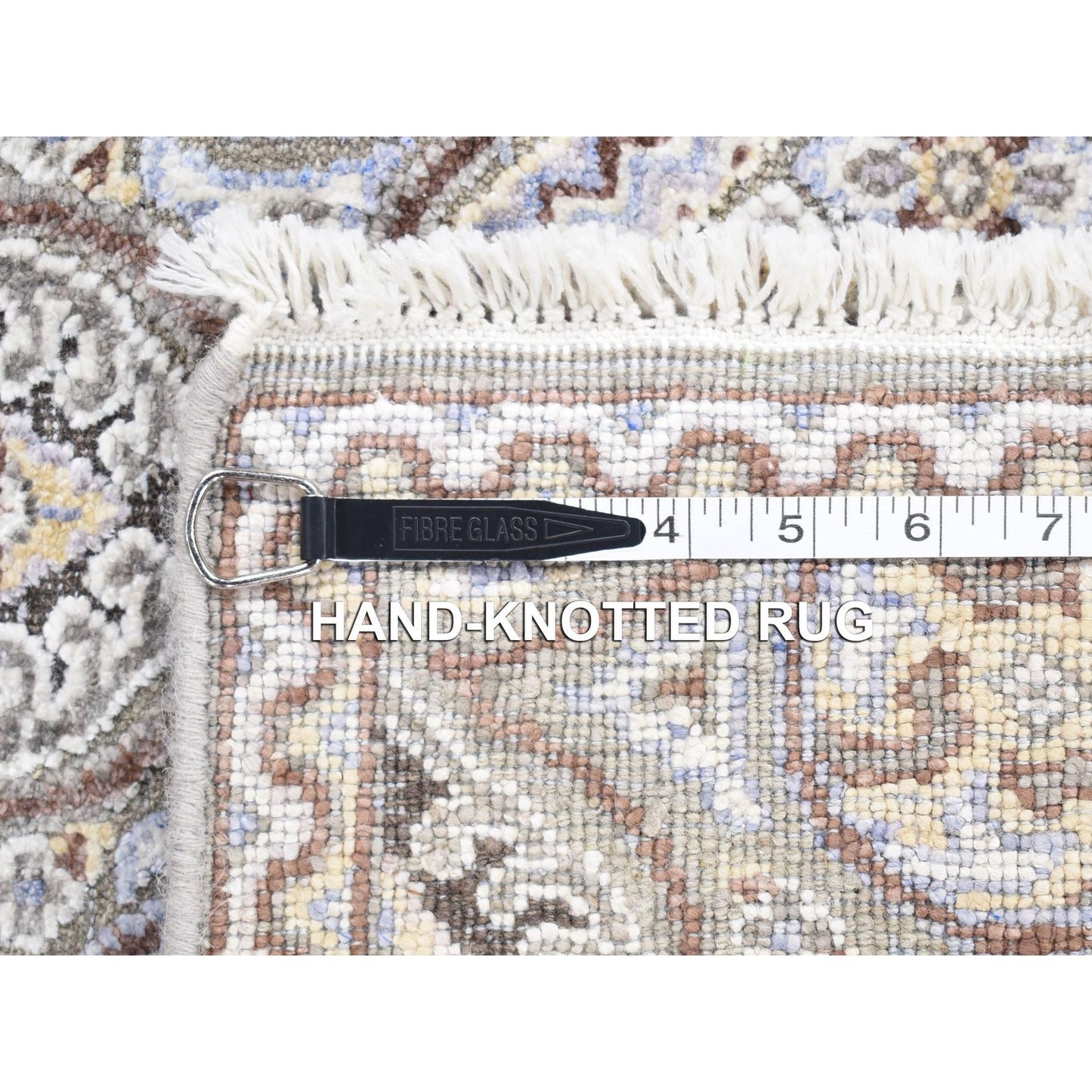 2'1"X3'1" Brown Mughal Inspired Design Wool And Silk Hand Knotted Mat Rug