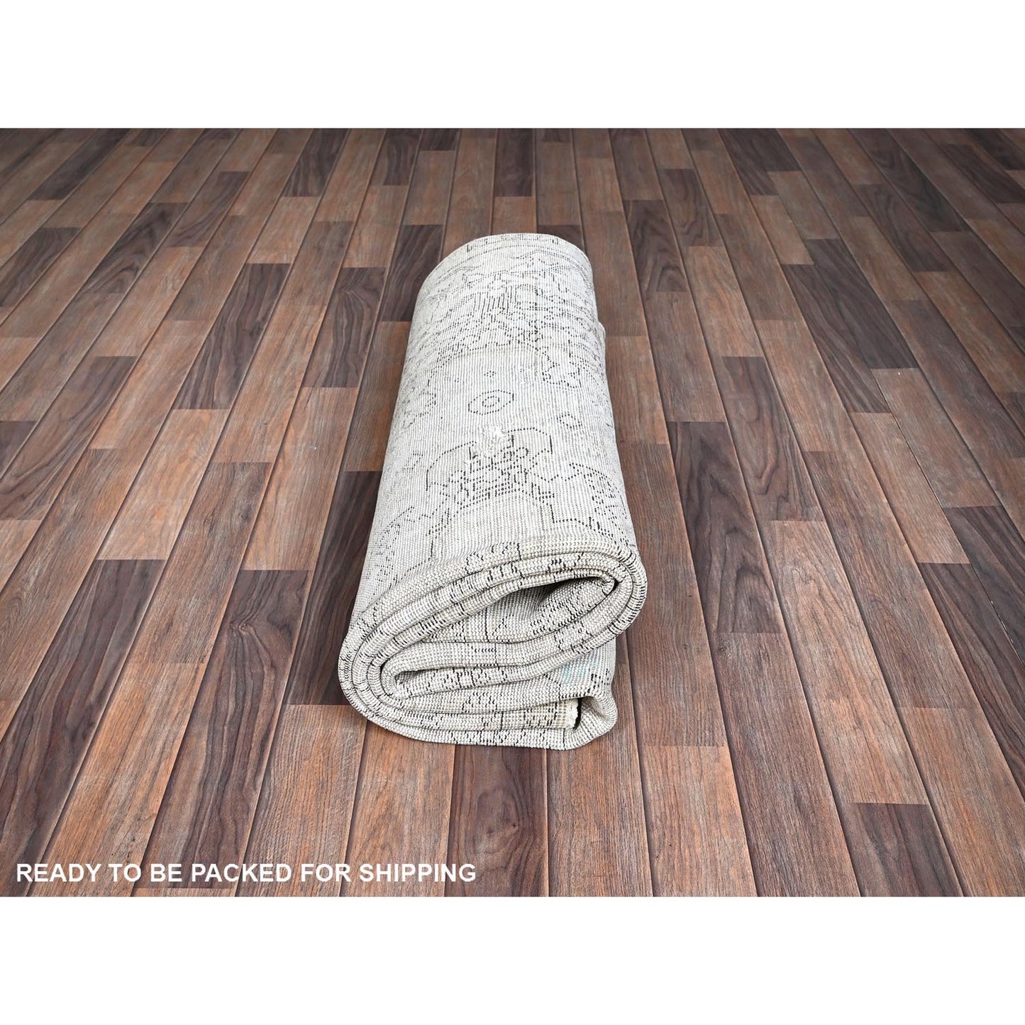 5'10"X9' Green Painted Vintage Zoroastrian Tebraz Hand Knotted Wool Rug