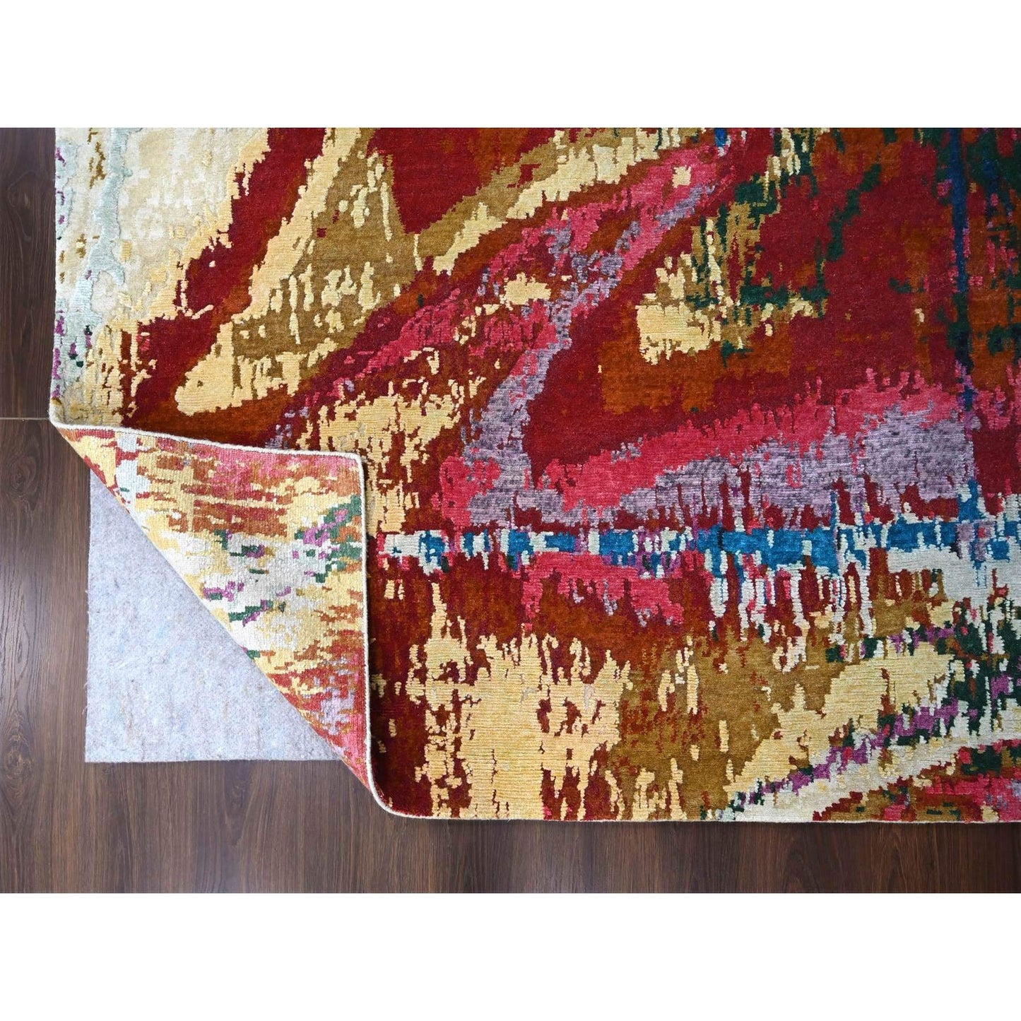 9'4"X12'3" Blue Modern Abstract Design Wool Hand Knotted Oriental Rug