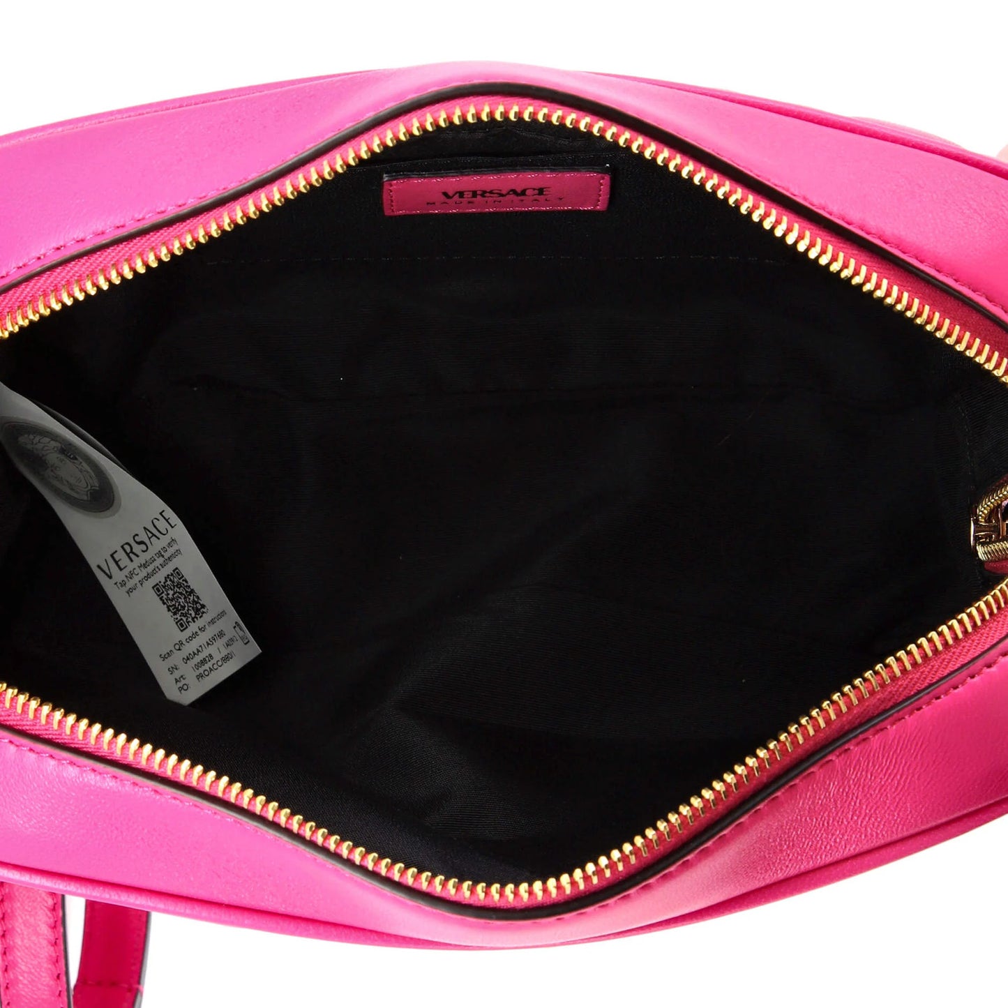 Versace Medusa Icon Front Slip Pocket Camera Bag Quilted Leather Medium