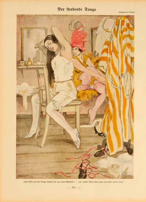 Simplicissimus 1913 By Kainer Backstage Dancers On Linen Original