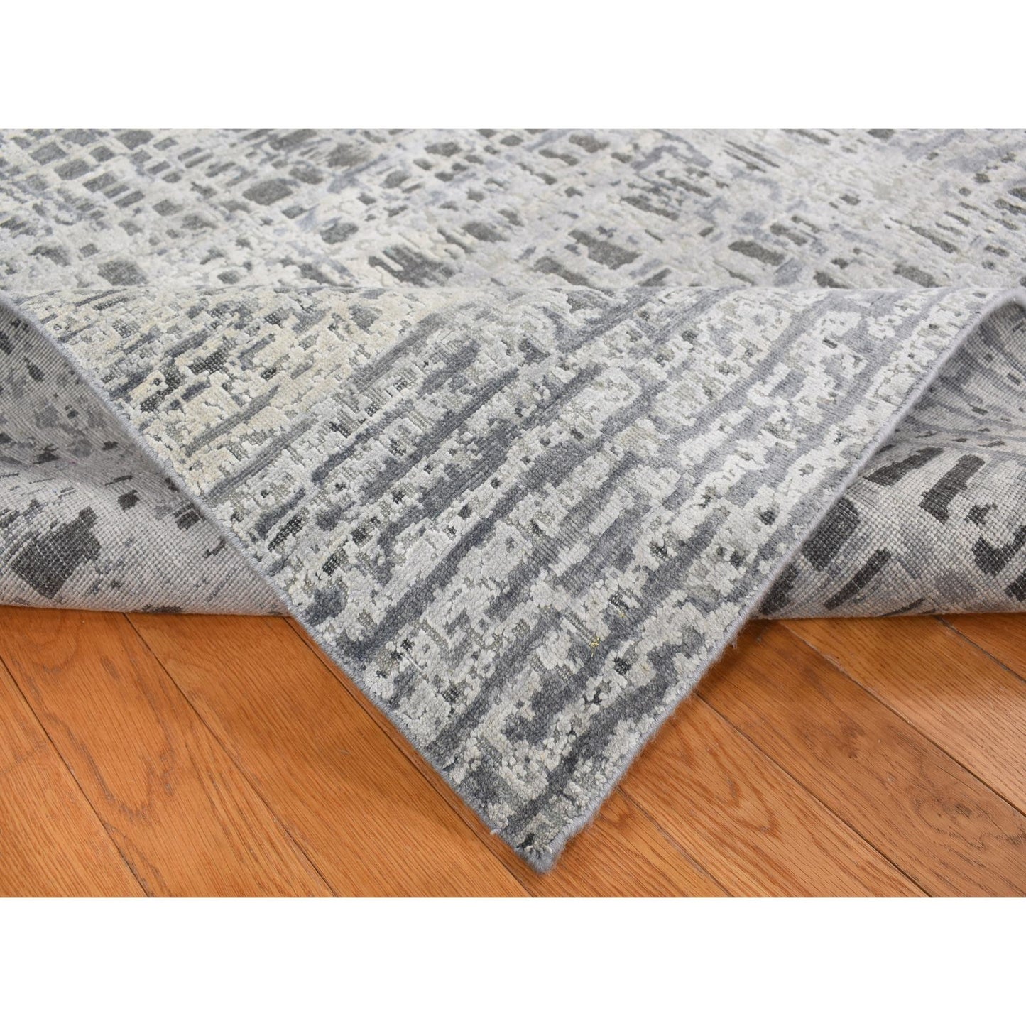 8'10"X12'2" Cloud Gray The Lost Branches Silk With Wool Hand Knotted Rug