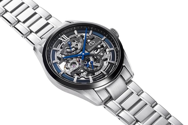 Unused Orient Star Skeleton Rk-Az0103L Blue Hand-Wound Unisex Watch In Box