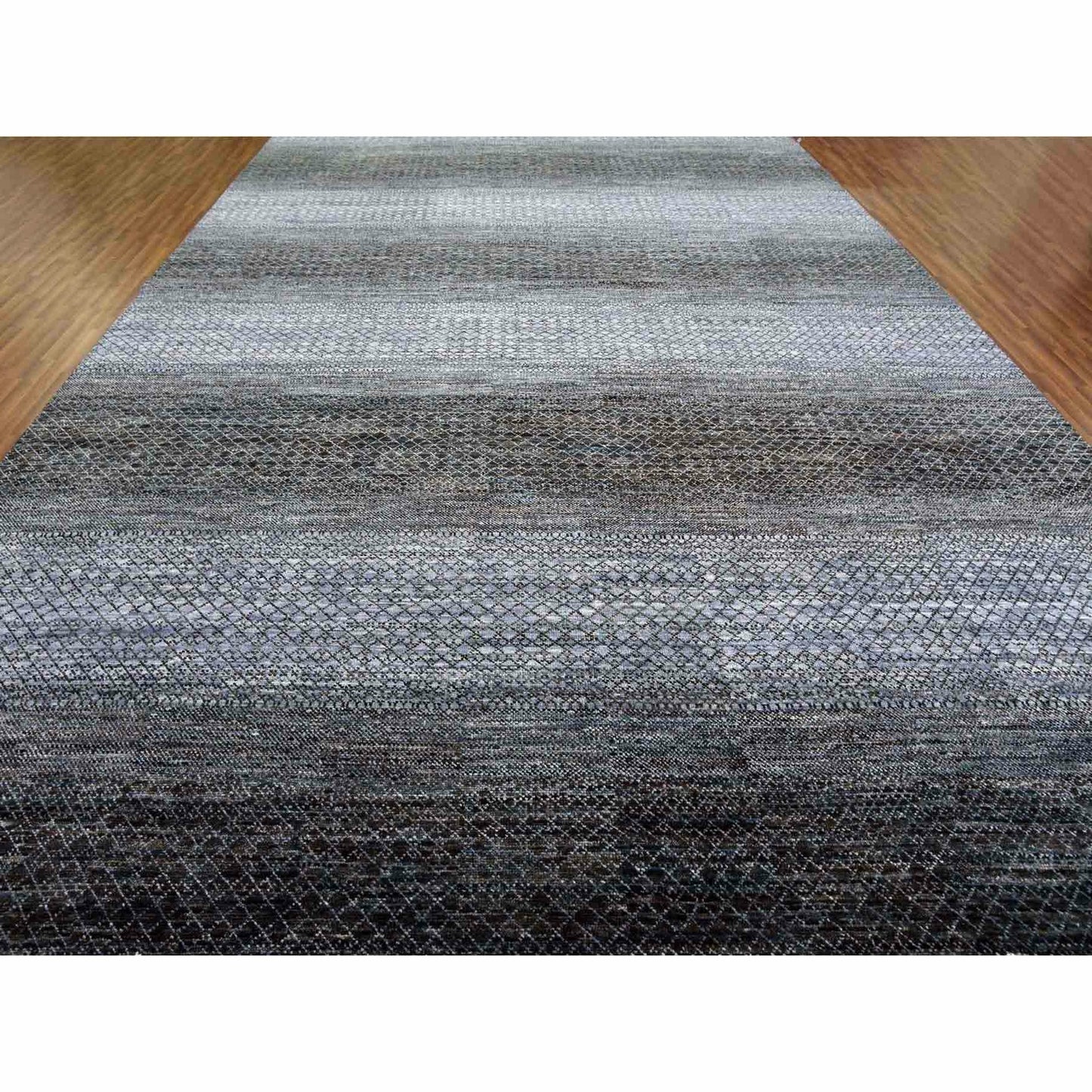 12'2"X18' Black Chiaroscuro Collection Hand Knotted Wool Oriental Rug