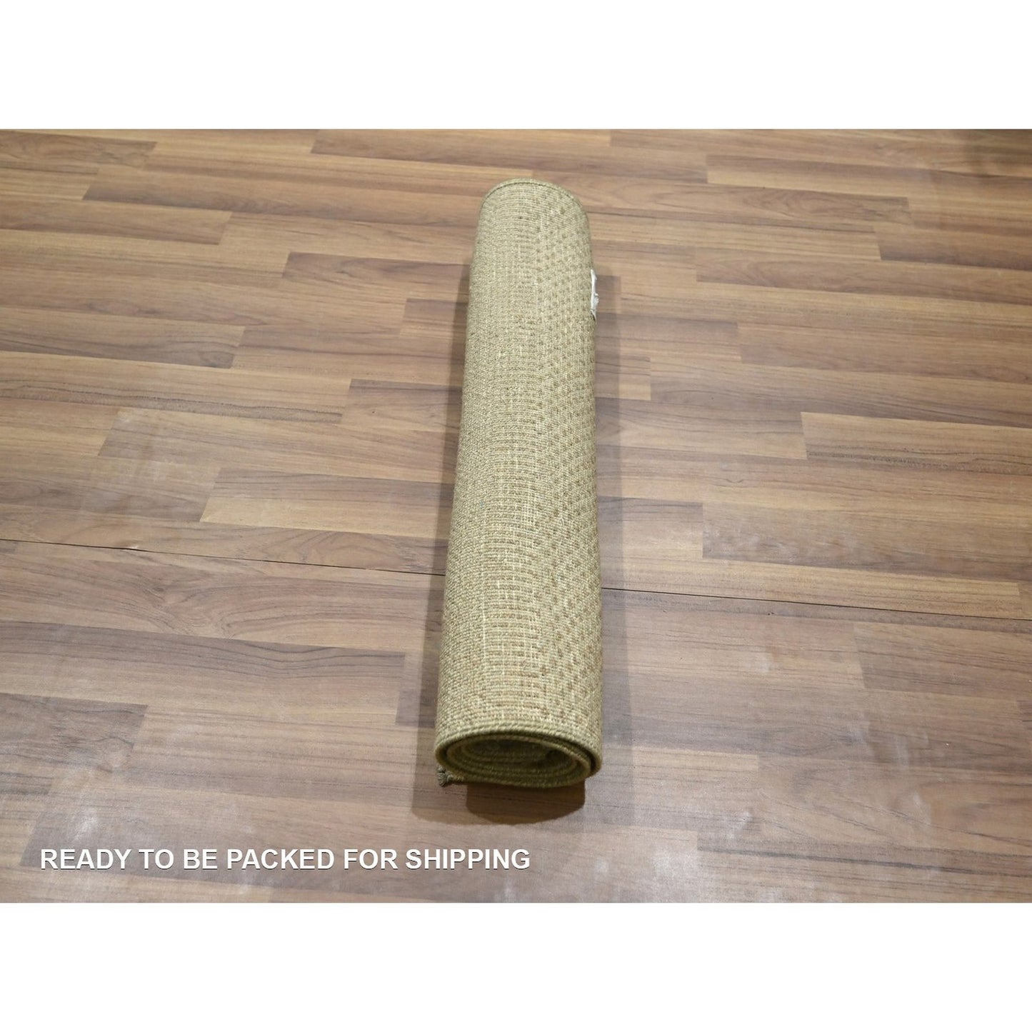 Rug 2'x3' Beige Modern Grass Design Hand Knotted Wool with Silk Small Mat