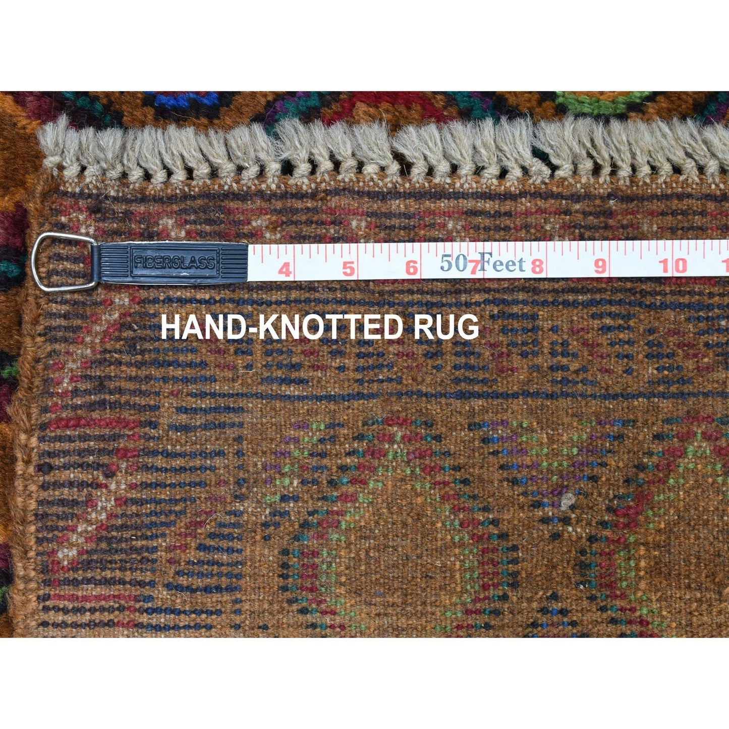 4'3"X6'2" Tribal Design Pure Wool Hand Made Colorful Afghan Village Rug