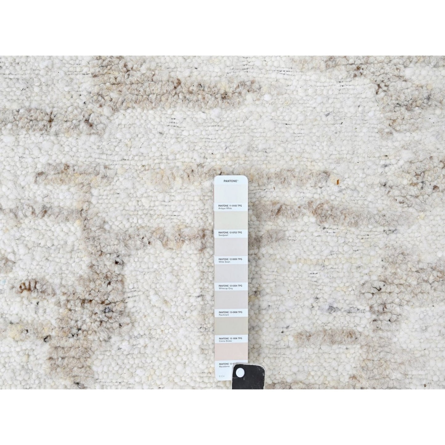 12'X14'10" Ivory Minimalist Swedish Design Hand Knotted Pure Wool Xl Rug