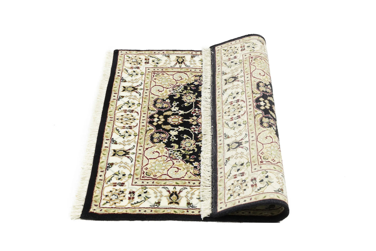 Small Oriental Decor Black Floral 3X3 Indo-Nain