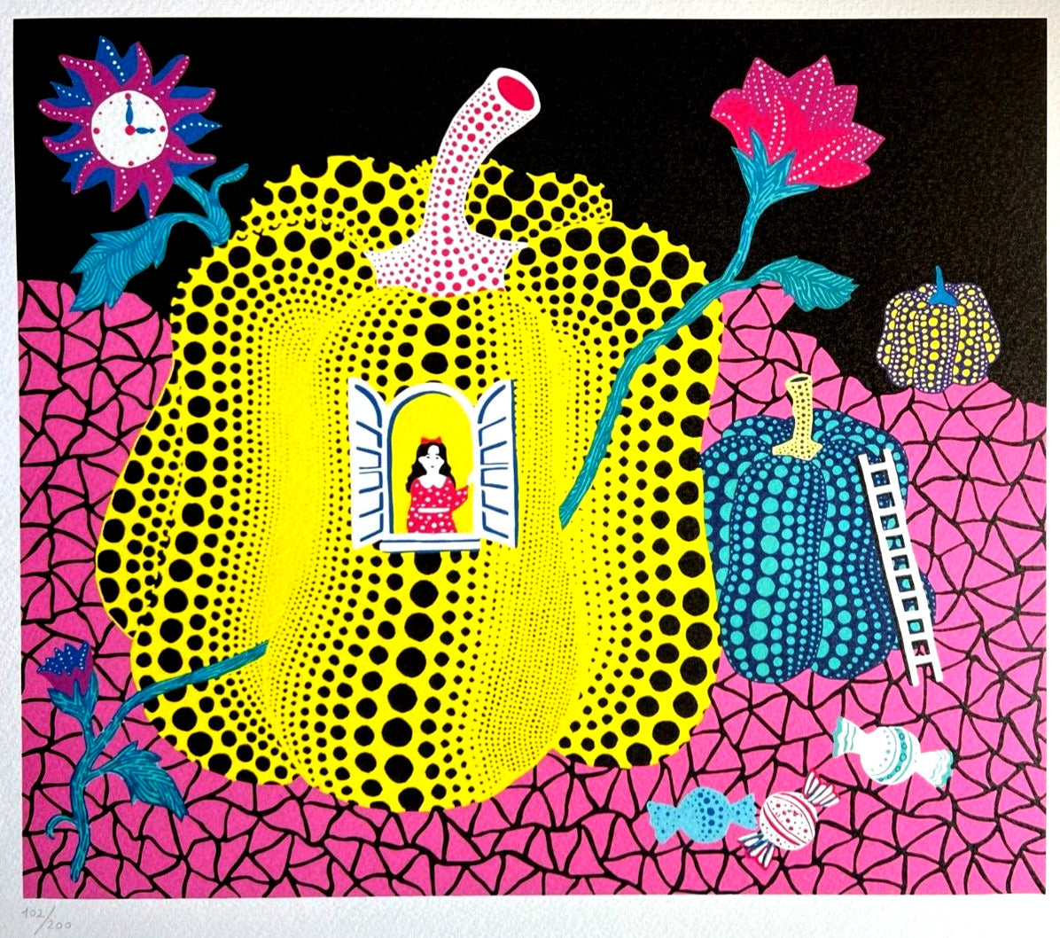 Yayoi Kusama Lithograph Mori Art Museum Coa