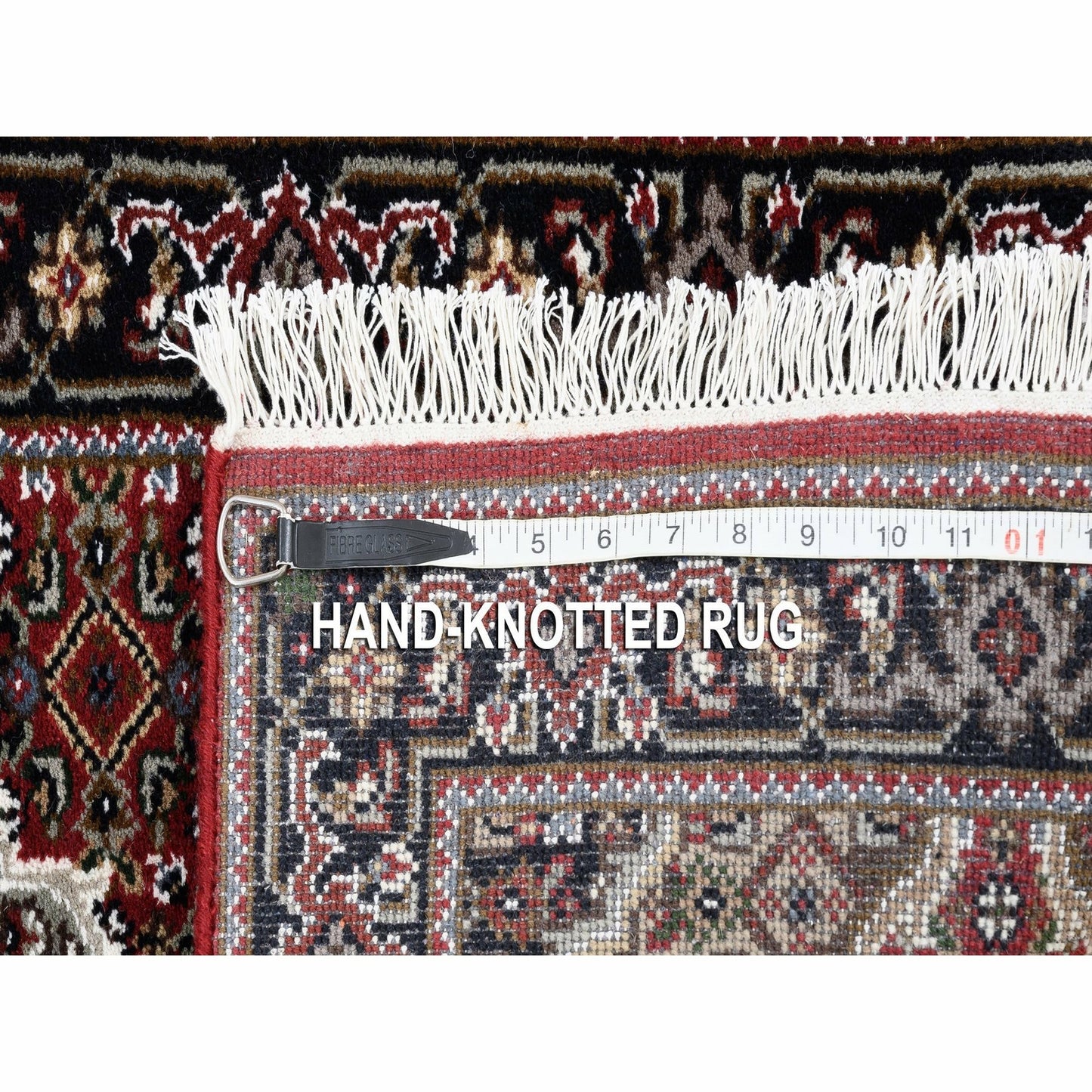 2'X6'1" Wool And Silk Red Tebraz Mahi Fish Design Hand Knotted Runner Rug