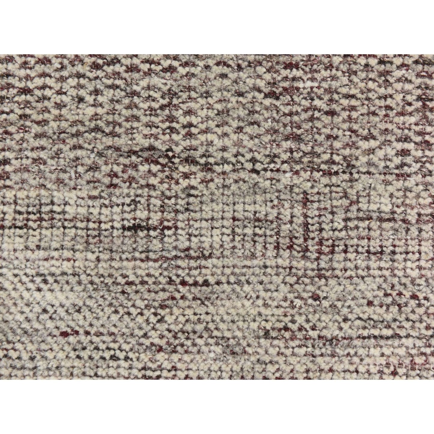 10'X14' Wine Red Plain And Natural Design Oxidized Wool Hand Knotted Rug