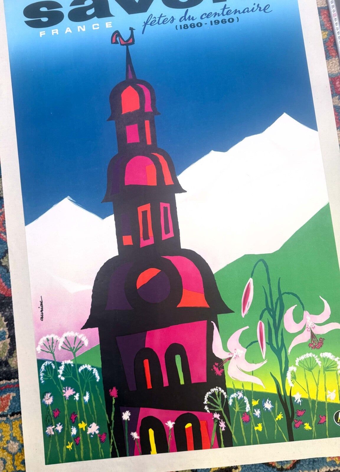 Savoie France Travel Poster 1960 Jacques Auriac Original Printing Ski Mont Blanc