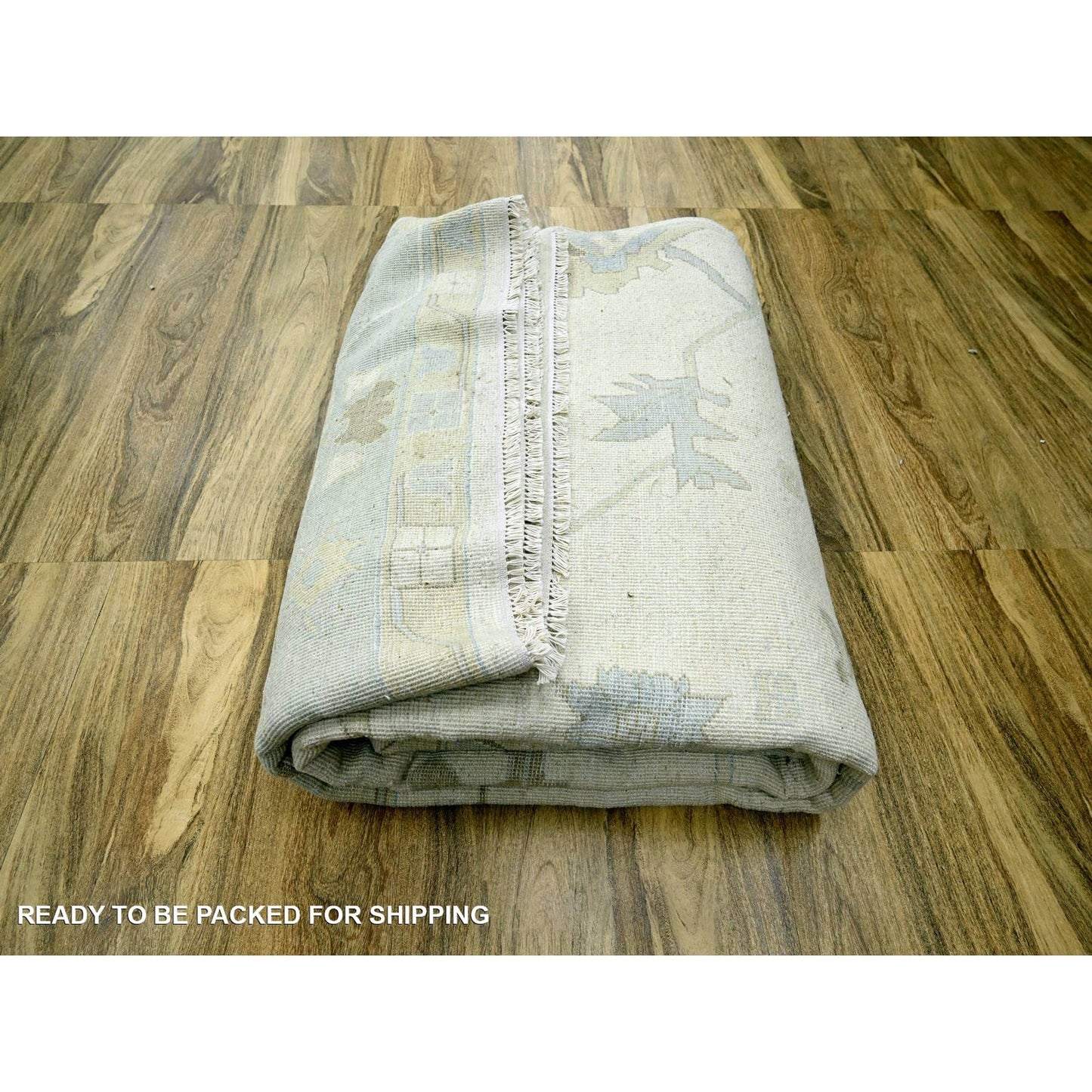 15'X16'3" Ivory Oushak With Leaf Design Wool Hand Knotted Xl Square Rug
