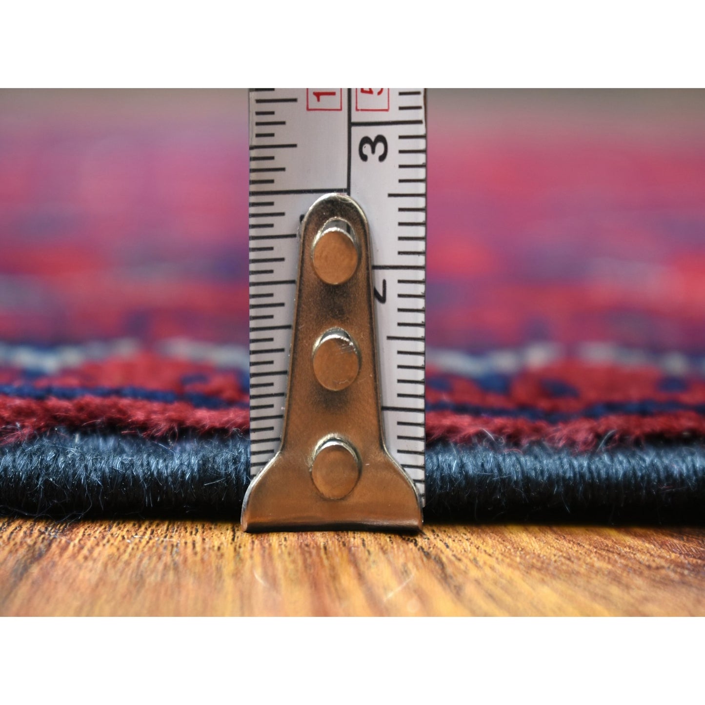 3'X12'9" Deep Red Pure Wool Hand Knotted Afghan Khamyab Runner Rug