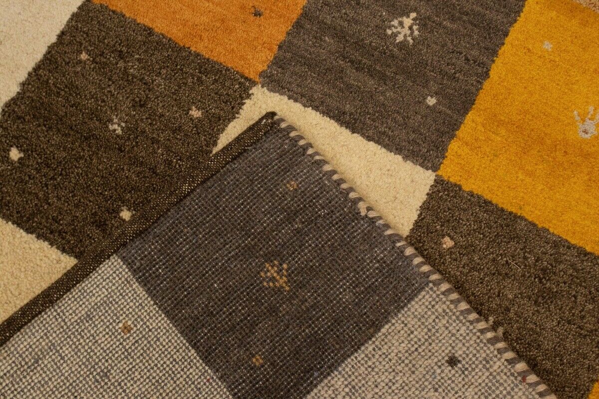 Modern Gabbeh Rug Multicolored Tribal Checker